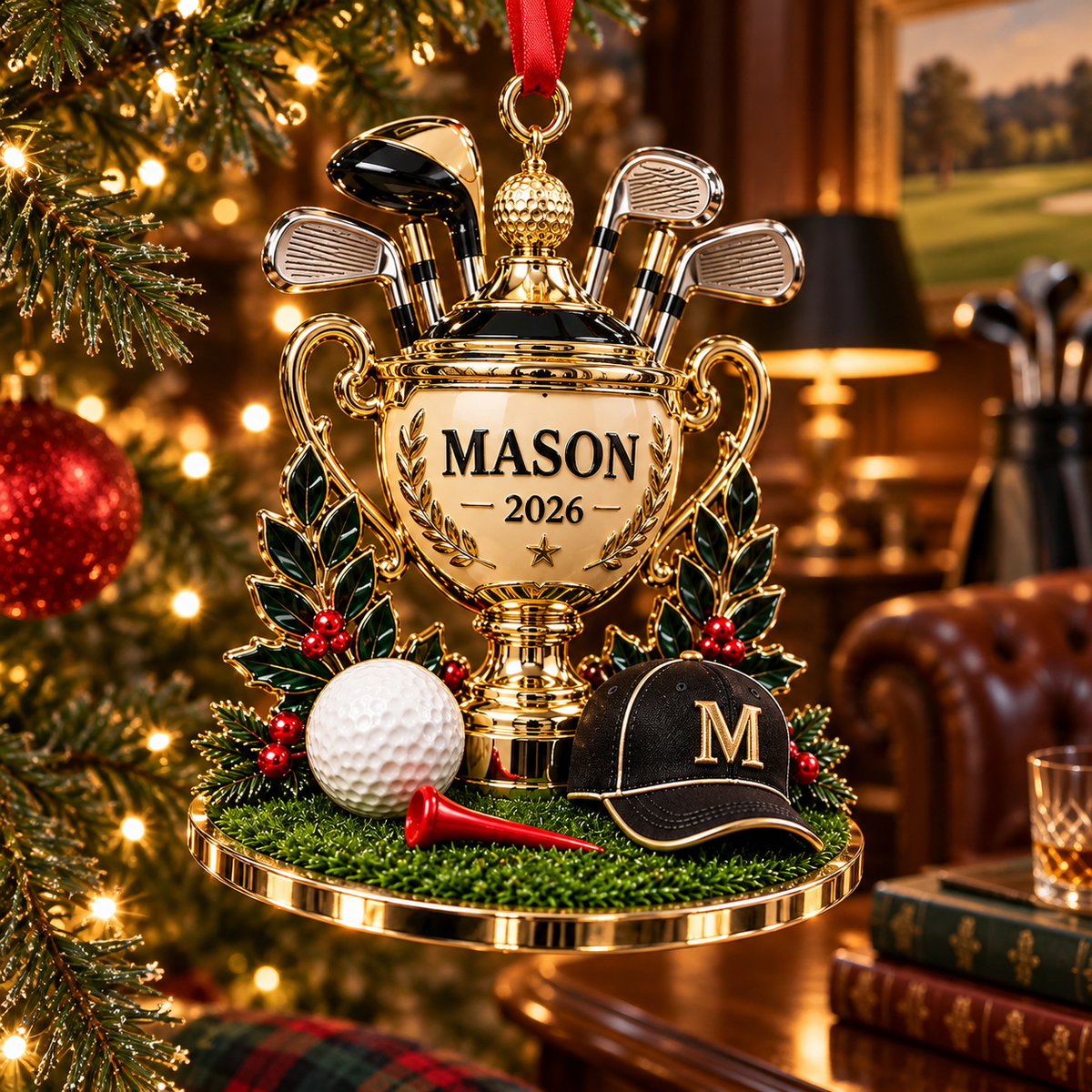 Custom Golf Trophy Acrylic Ornament, Christmas Tree Decor, Gifts For Dad