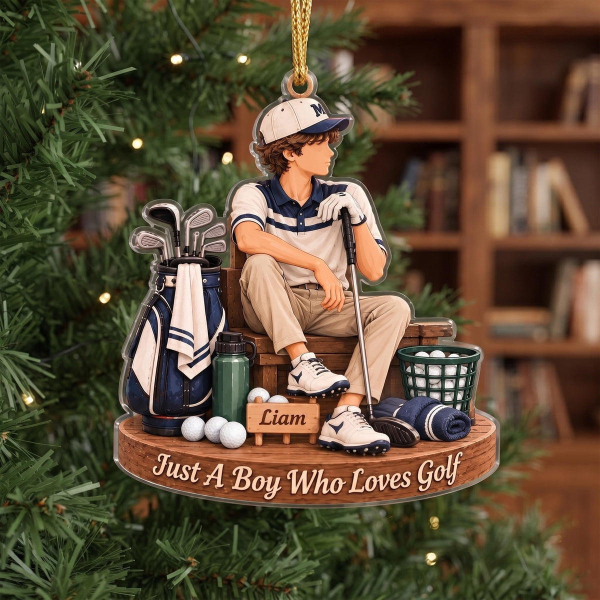 Custom Boy Golfer Acrylic Ornament, Christmas Tree Decorations, Gifts For Teens