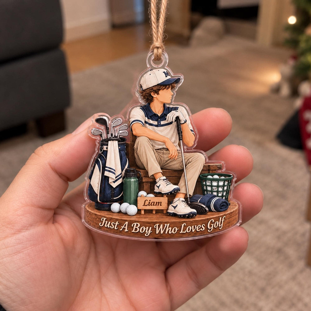 Custom Boy Golfer Acrylic Ornament, Christmas Tree Decorations, Gifts For Teens