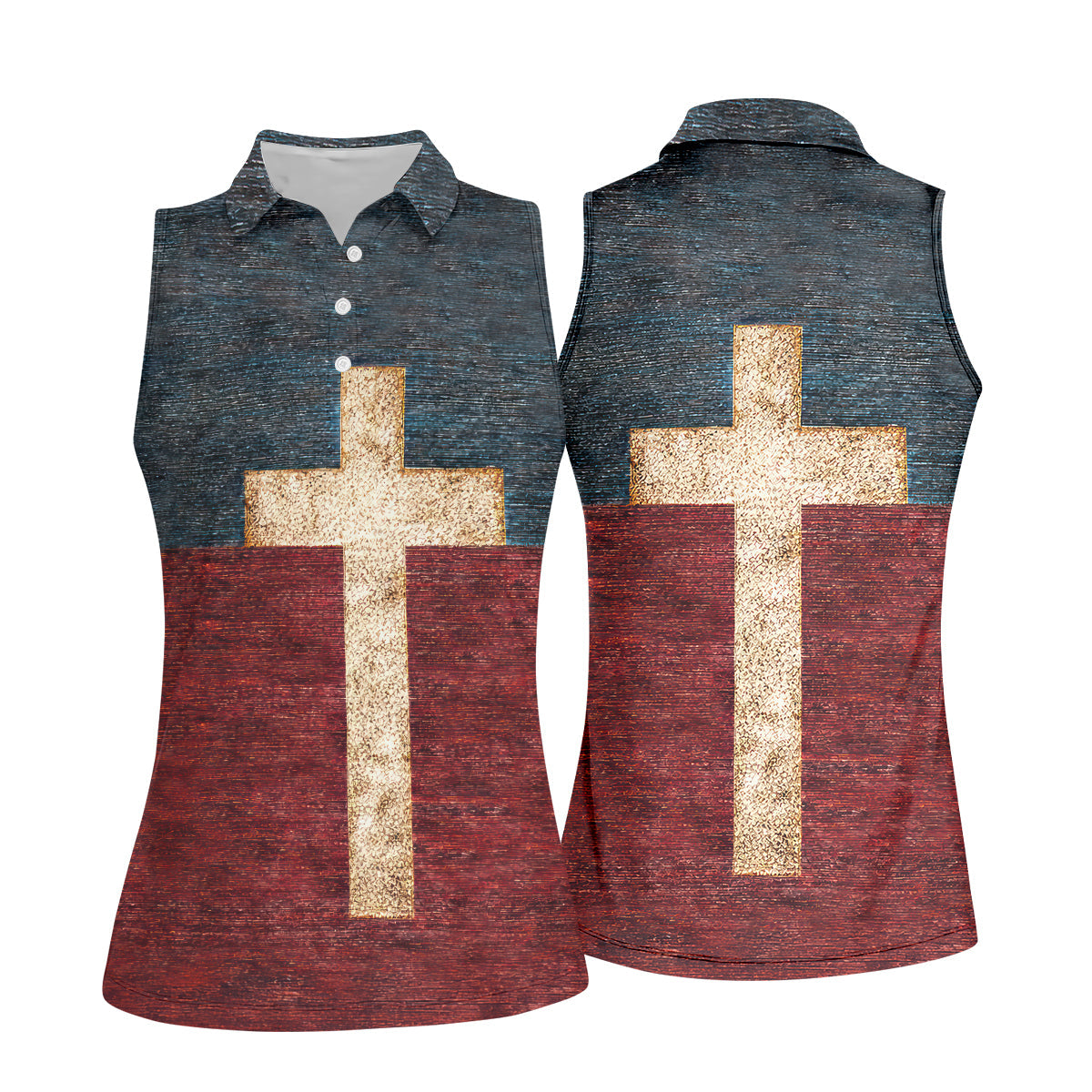 American Flag USA Faith Christian Cross Golf Shirt, Patriotic 4th Of July Golf Shirt For Women