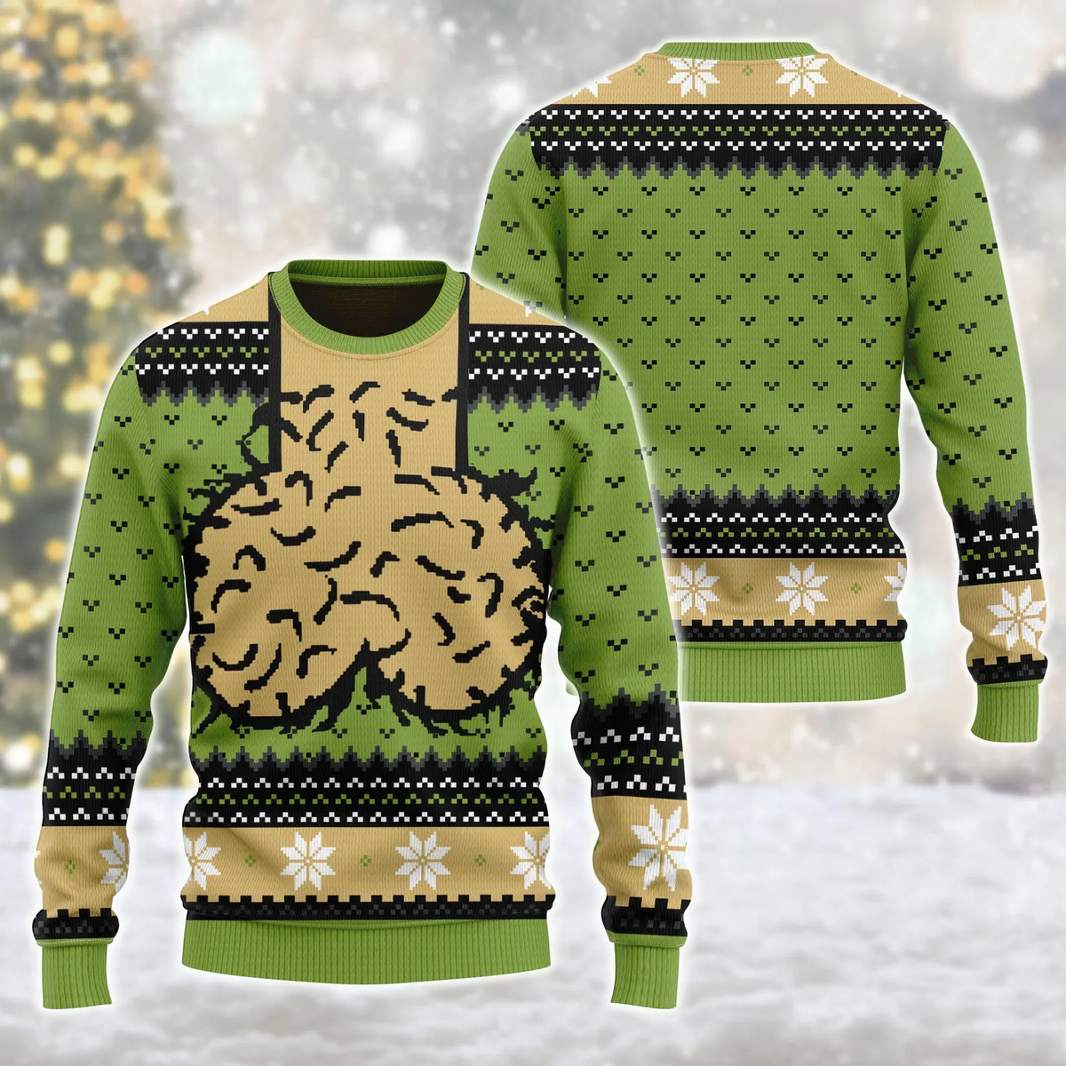 Funny Ugly Christmas Sweater Mockup, Green Cockmas Meme Christmas Sweater for Men