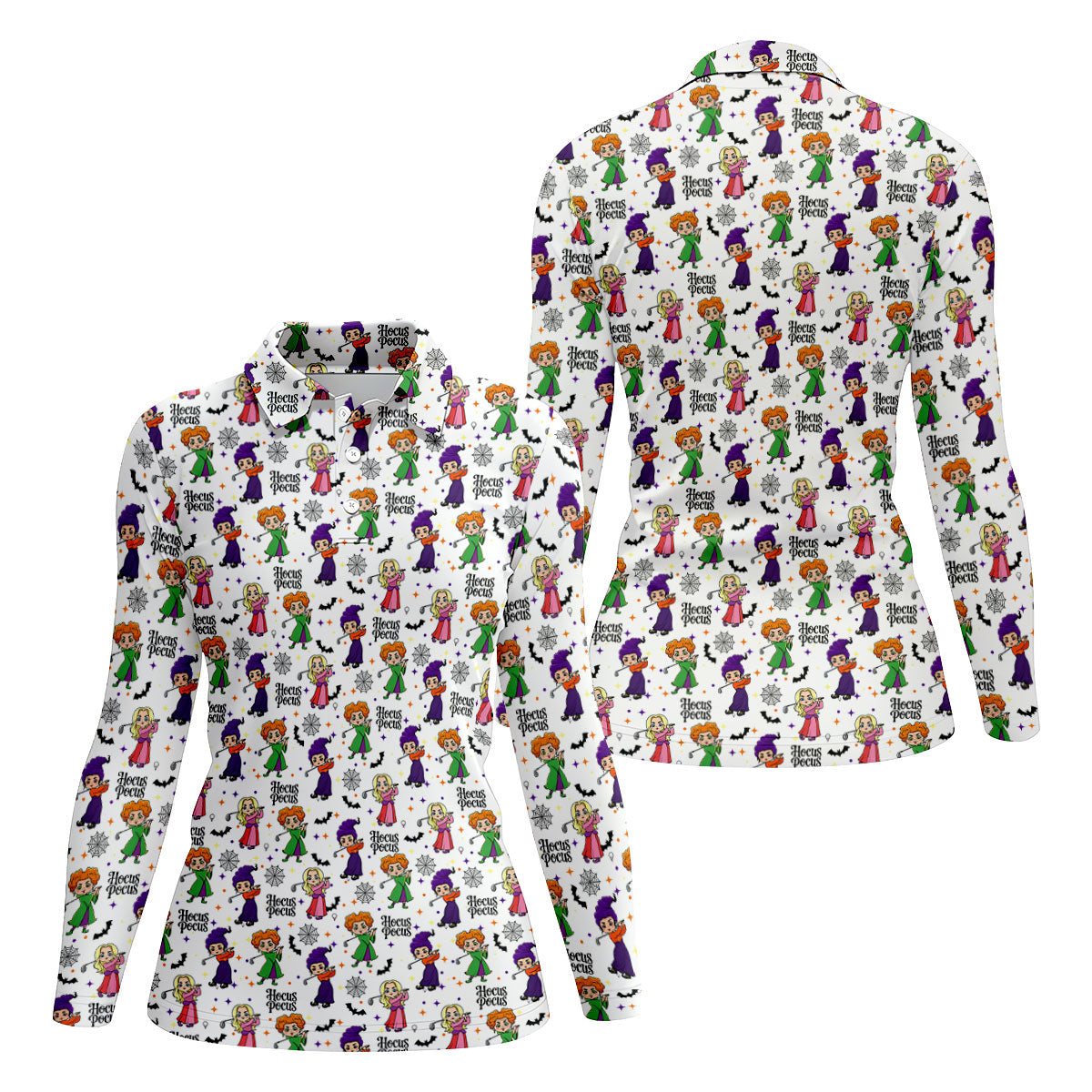 Hocus Pocus Horror Character Polo Shirt, Halloween Tops For Women, Women's Golf Polo