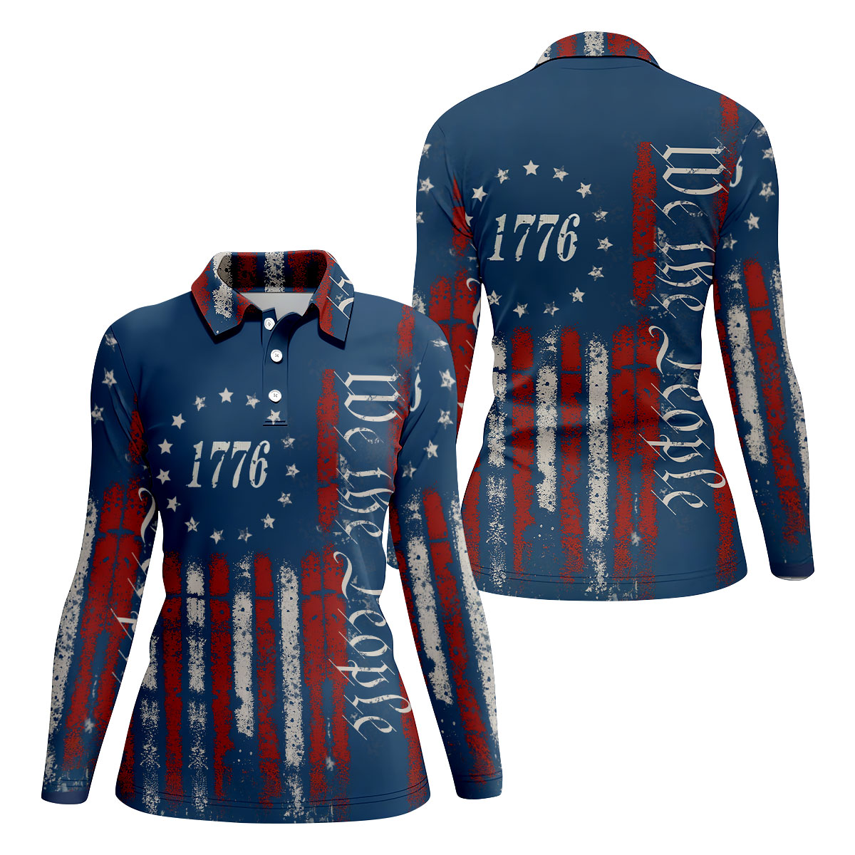 1776 We The People Red White Blue 250th Golf Shirt Patriotic Golf Shirt, Golf Shirts For Women