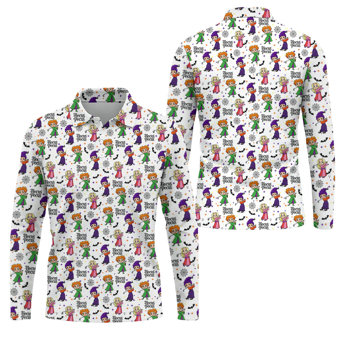Hocus Pocus Horror Character Polo Shirt, Halloween Shirts For Men, Mens Golf Polo