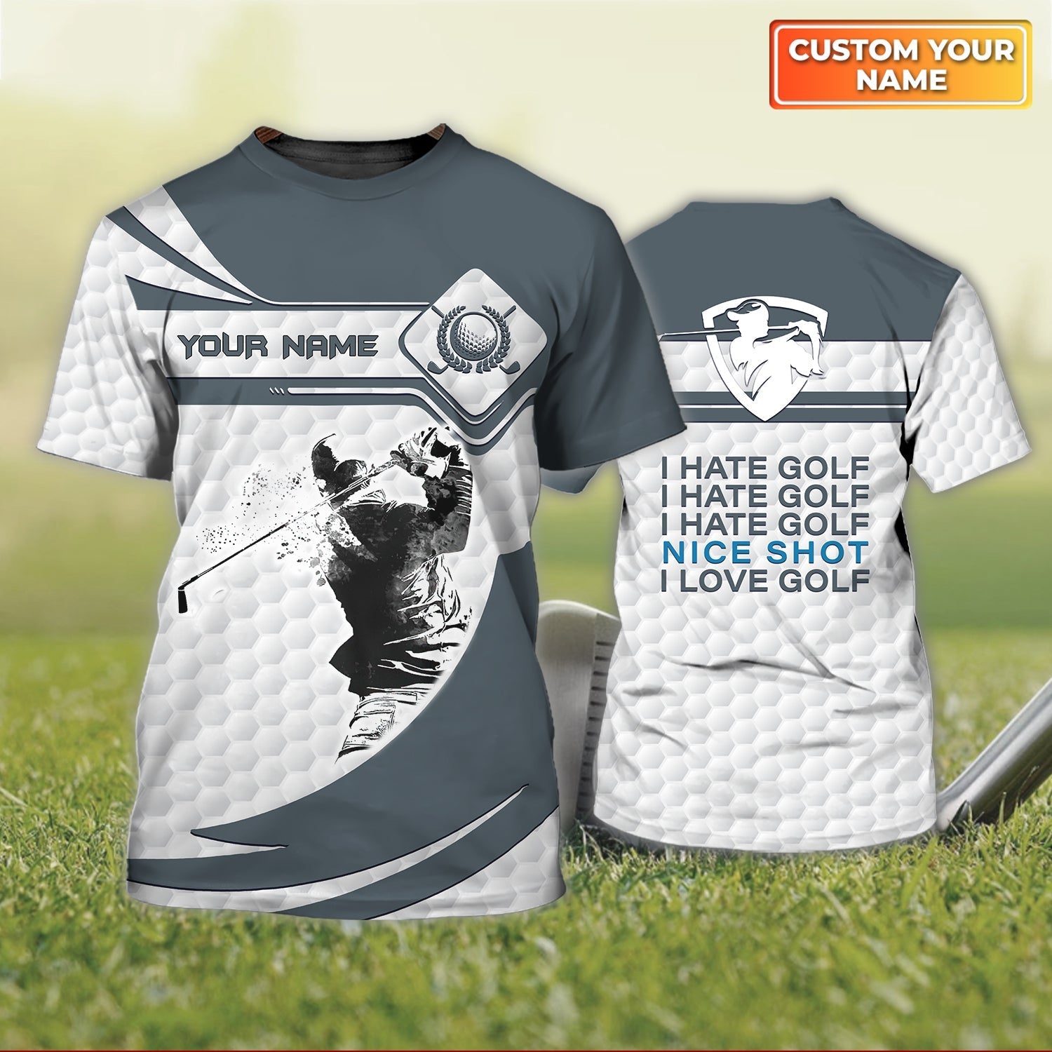 I Hate Golf - Personalized Name 3D Tshirt