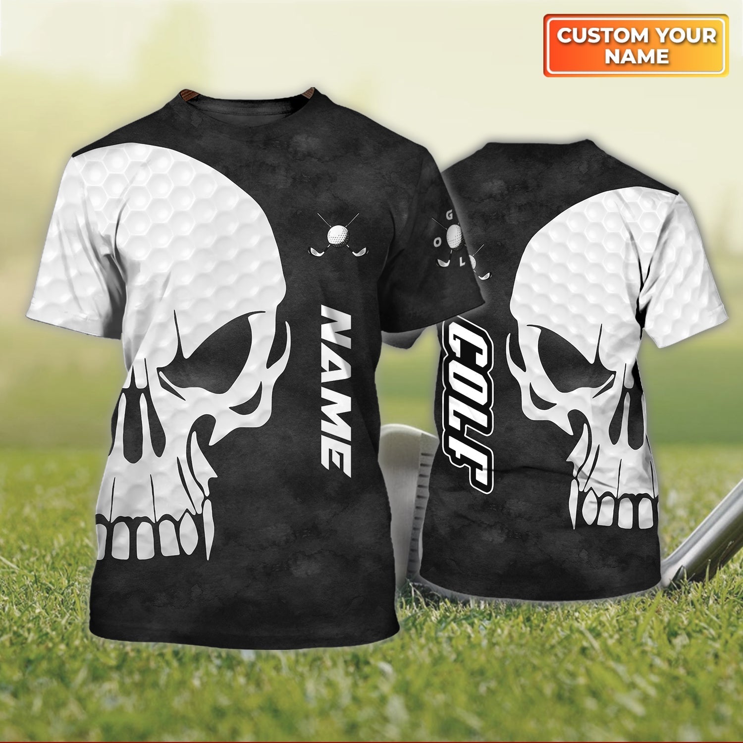 Skull - Personalized Name 3D Tshirt For Golfers