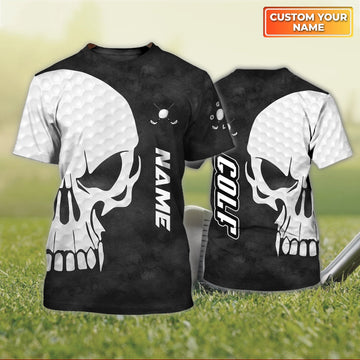 Skull - Personalized Name 3D Tshirt For Golfers