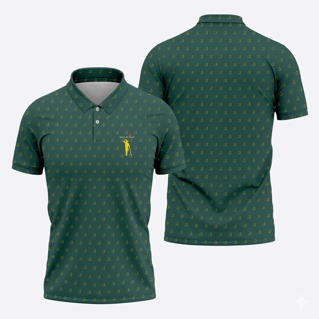 Men’s Funny Golf Polo – Suck at Golf Shirt, Breathable Performance Golf Shirt for Men