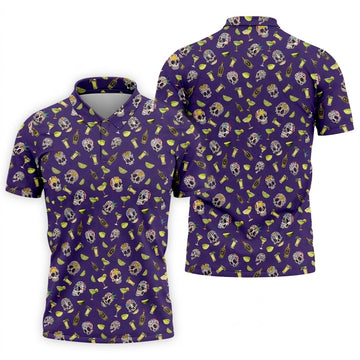 Decorated Sugar Skulls Cinco De Mayo Celebration Fiesta Themed The Purple Haze Golf Shirts For Men