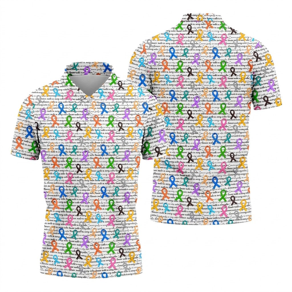 Cancer Sucks In Every Color Cancer Survivor Shirt, Colorful Ribbon Cancer Awareness Shirt, Polo Shirts For Men